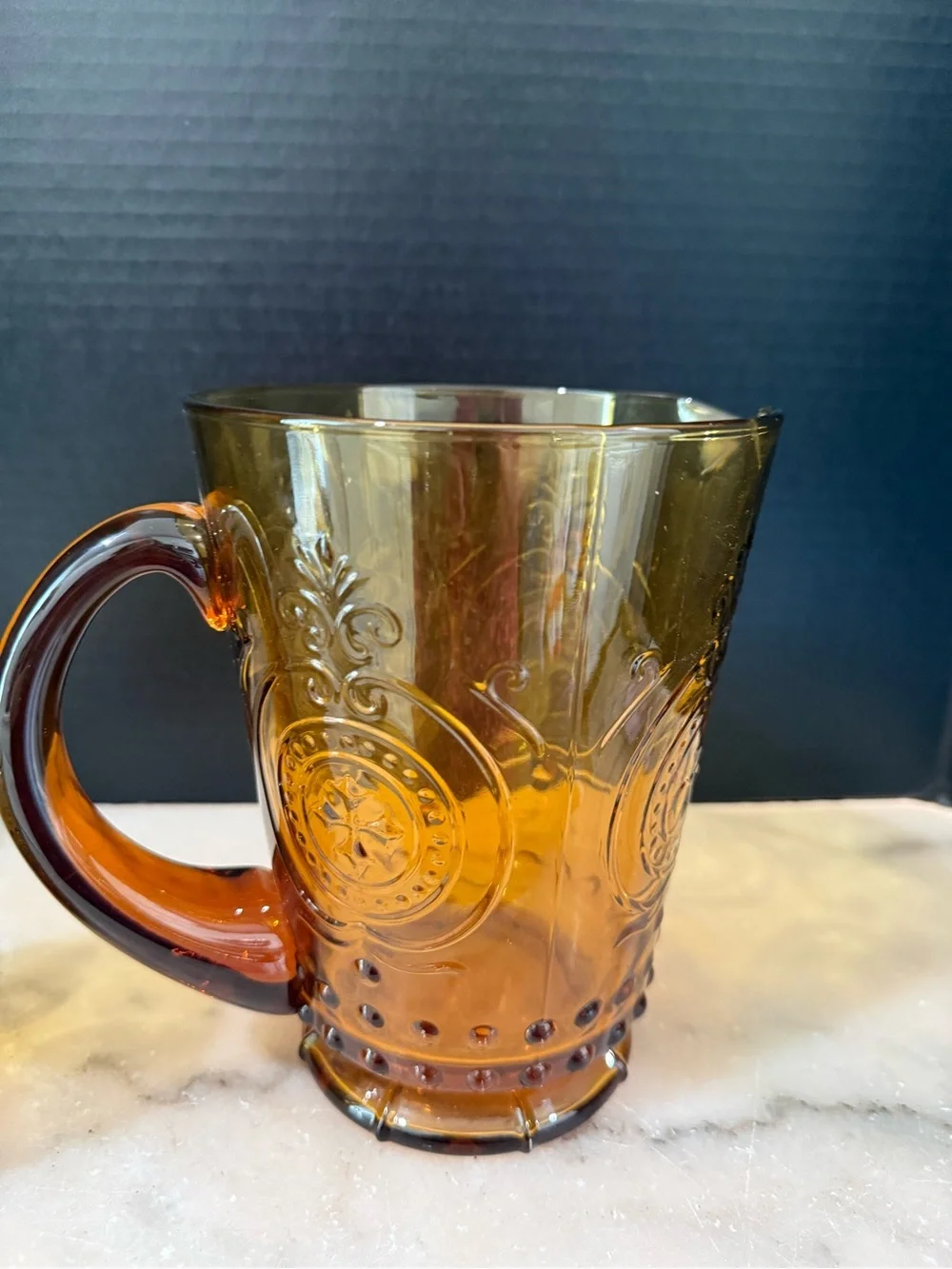 Pier 1 Amber Glass Water Tea Pitcher 7.5